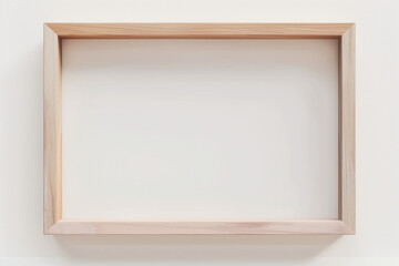 A wooden frame with a white background. AI.