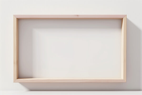 A wooden frame with a white background. AI.