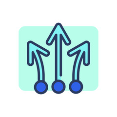 Artificial intelligence arrows thin line icon. Directions, choice, machine learning outline sign. Computer technology concept. Vector illustration symbol element for web design and apps