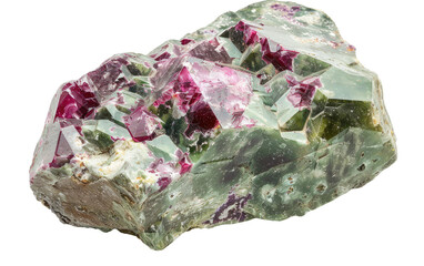 Illuminated Gem: Ruby in Fuchsite isolated on transparent Background