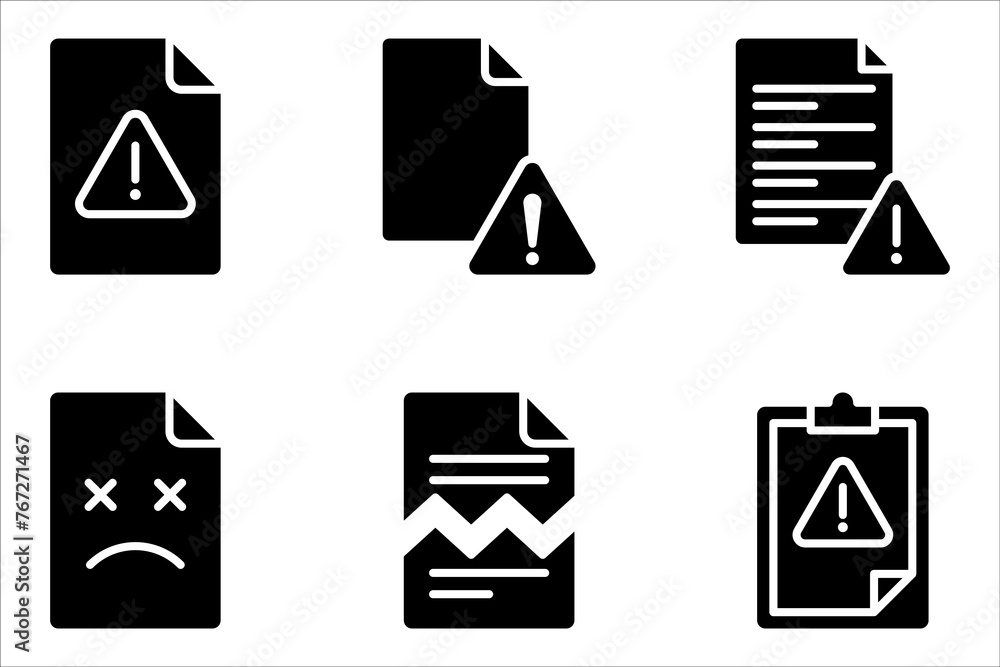 Poster file error icon set. error page, page not found vector illustration on white background