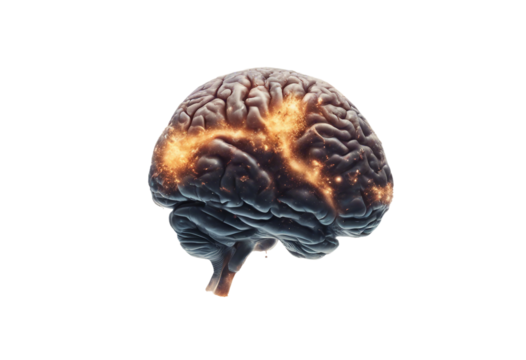 Concept art of a human brain exploding with knowledge and creativity