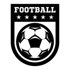 Soccer ball, football logo. Sport games. Sporting equipment. Emblem, badge.