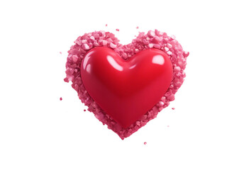 Valentine concept 3d red heart in speech bubble object isolated on pink background for graphic decor