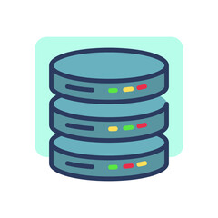 Database thin line icon. Server, storage, disk, hardware, big data outline sign. Computer technology concept. Vector illustration symbol element for web design and apps