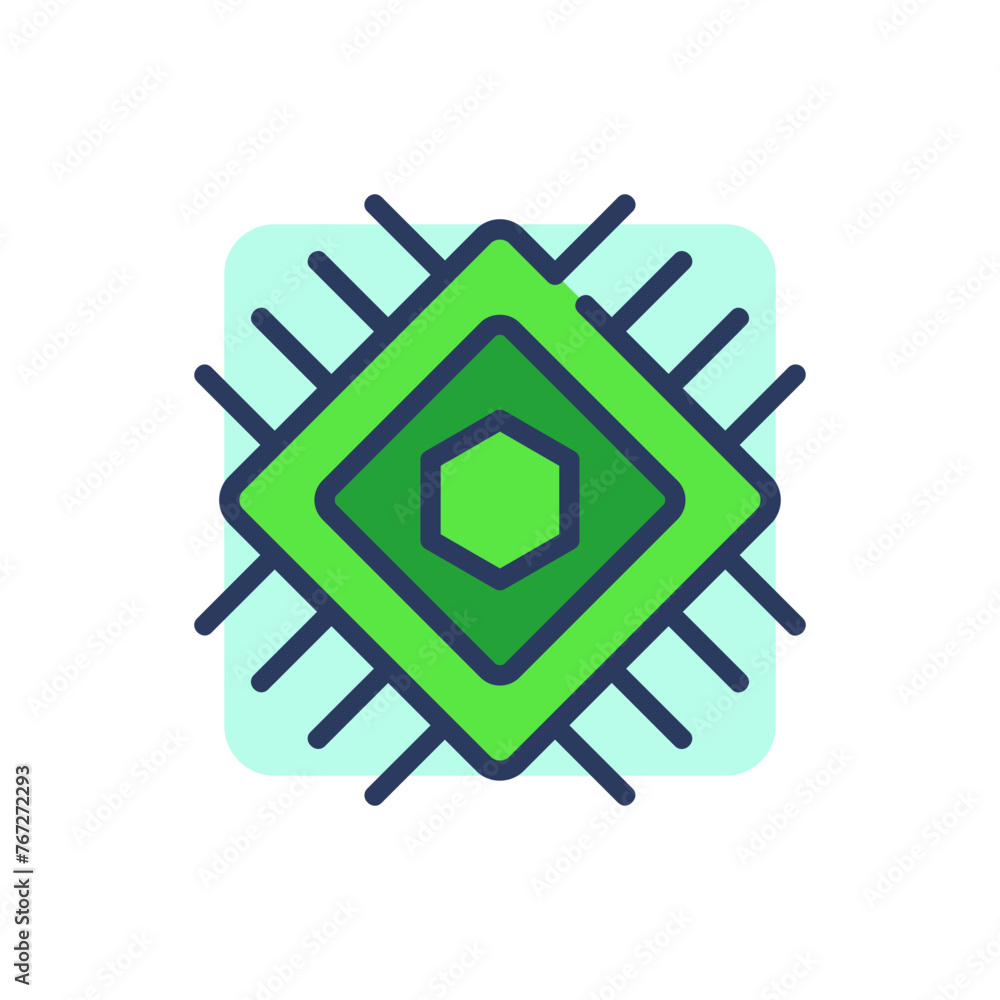 Poster electronic chip thin line icon. cpu, hexagon, chip, processor outline sign. computer technology conc
