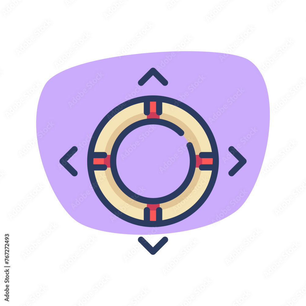 Poster flotation ring thin line icon. top view of life preserver. life buoy and insurance concept. vector i