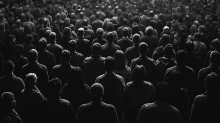 Crowd of Unique Individuals in Monochrome - obrazy, fototapety, plakaty