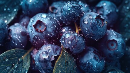 Fresh Unic Blueberries with Droplets