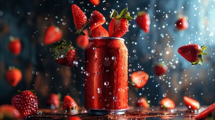 Sparkling Strawberry Soda Can