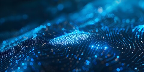 Showcasing Personalized Security Technology: Blue Digital Fingerprint Unlocking Secure System. Concept Security Technology, Digital Fingerprint, Unlocking System, Secure, Personalized