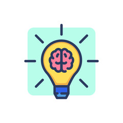 Idea thin line icon. Shining bulb, brain, smart lightbulb. Artificial intelligence concept. Vector illustration symbol element for web design and apps