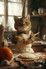 cat in the kitchen animation art card with sun light in background