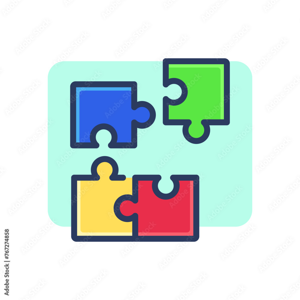Poster puzzle thin line icon. jigsaw, element, challenge, solving, solution. connection concept. vector ill