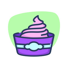 Soft ice cream bowl thin line icon. Refreshment, frozen yogurt, summer, cafe menu. Food and dessert concept. Vector illustration symbol element for web design and apps