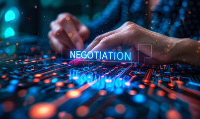 A digital illustration, concept of negotiation, deal-making, partnership through symbolic representation of handshake between two business entities, signifying mutual agreement, trust, collaboration