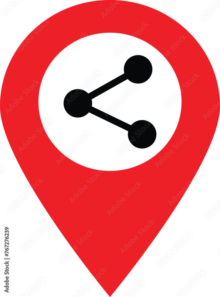 Poster map pointer with share icon . location sharing icon vector illustration