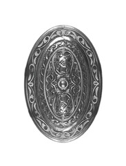 silver shield with pattern isolated on white background