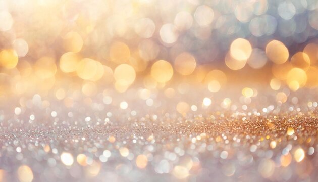 beautiful festive background image with sparkles and bokeh in pastel pearl and silver colors selective focus shallow depth of field