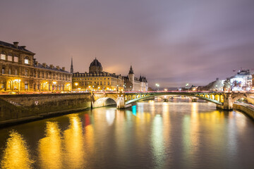 Paris at night on the Seine