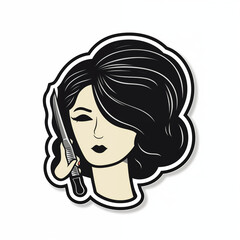 hair salon, sticker on white background