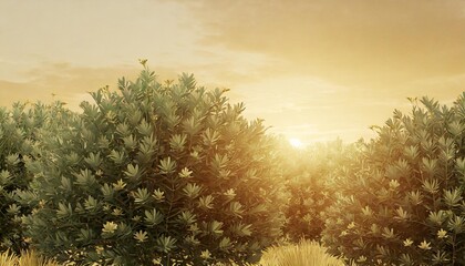 3d rendering of spurge conebushes trees on background - obrazy, fototapety, plakaty