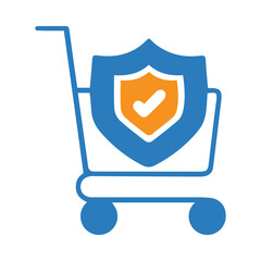 shopping, tick, safety, shield, online, computer, mobile, cart, shopping bag, safety shopping icon