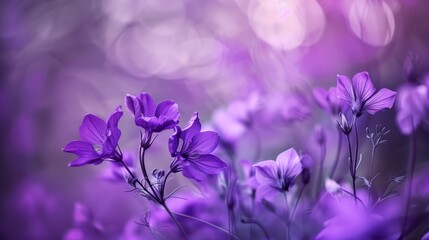 Purple garden flowers with a blurry bokeh background, Purple ultra violet wildflowers in nature...