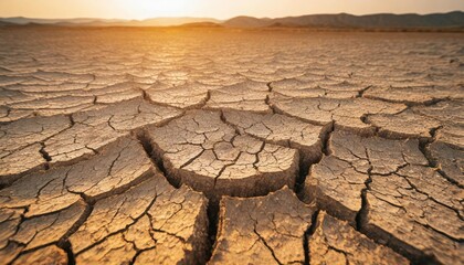 the ground has cracks in the top view for the background or graphic design with the concept of drought and death