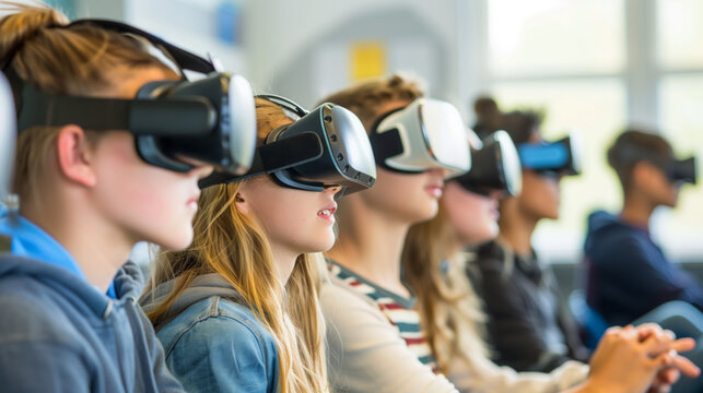 Students Wearing VR Headset - Powered by Adobe