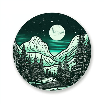 polar night, sticker on a white background