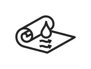 Roll fabric linear graphic icon. Fabric property: fabric water resistance, fabric hygroscopicity and fabric capillarity graphic design