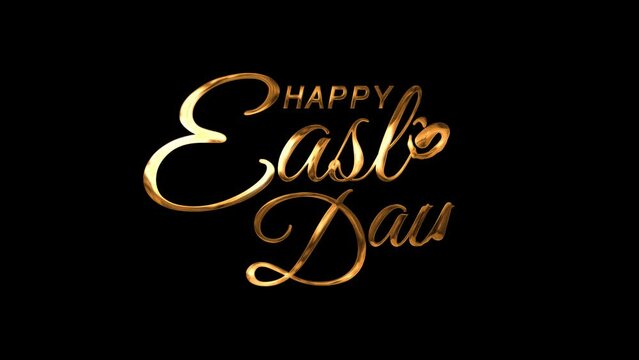 Happy Easter Day Text Animation on Gold Color. Great for Happy Easter Celebrations, for banner, social media feed wallpaper stories.