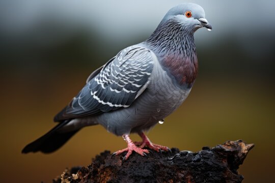Beautiful Pigeon or dove sitting on stone Generative AI