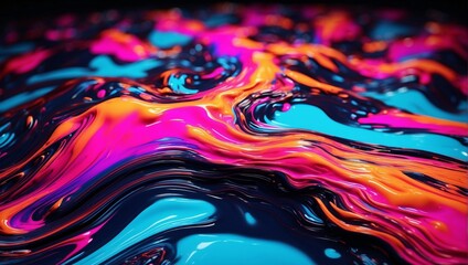 Abstract bright fluid neon digital background. Colorful dynamic wallpapers. It can be used for business, AI technologies, education, science, presentations, projects, banners, etc.