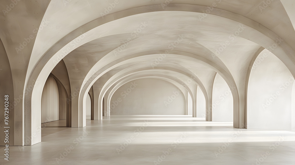 Poster 3d render of abstract futuristic modern architecture with empty concrete floor.