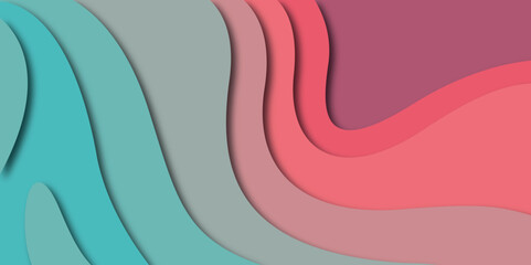 Abstract wave line paper cut background. Wavy multi color layers. 3D abstract paper art style, use for flyers and brochure. vector art background banner textrue.	
