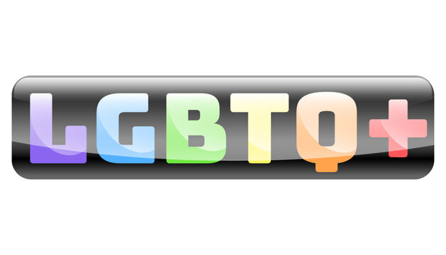 inscription lgbt button. black with colored letters on a transparent background