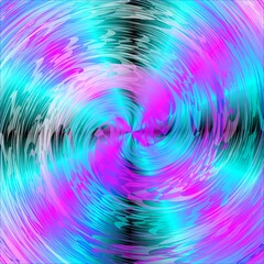 Abstract background with neon pink and turquoise colors, vortex and rays - computer graphic with effect of depth of space, motion and rotation. Topics: texture, pattern, computer art, mixing colors