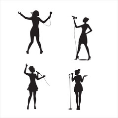Obraz premium Female Singer silhouettes set 1