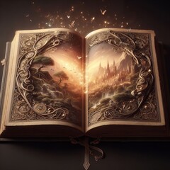 Enchanted Book Unleashing a Magical Dreamy Wonderland with Castles and Butterflies