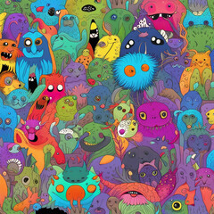 colorful creature character illustration background