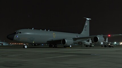 Obraz premium An impressive jet, a fusion of technology and art, radiating an aura of excitement in the midst of the terminal activity.