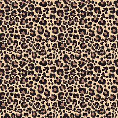  Leopard print vector seamless pattern, animal background, wild cat texture, spots on background.
