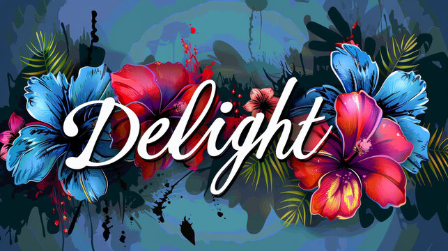 The image shows a single colored background with the word 'Delight' on it, catching the viewer's attention instantly.