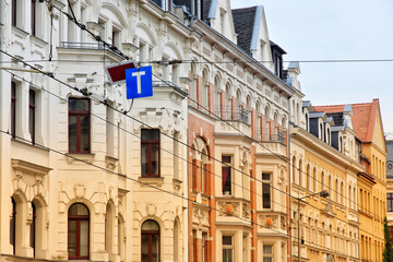 Historical residential houses in Leipzig, Germany