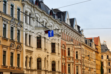 Fototapeta na wymiar Historical residential houses in Leipzig, Germany