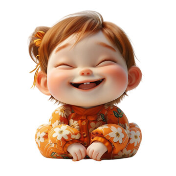 3d illustration of adorable cute baby characters, generative ai