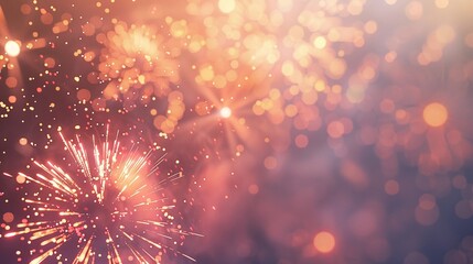 Obraz premium abstract firework background with copyspace, featuring a dynamic display of light and color for festive celebrations and event graphics