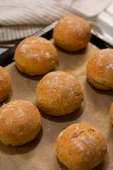 freshly baked homemade buns
